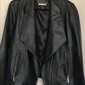 IMAN Motorcycle style black leather jacket